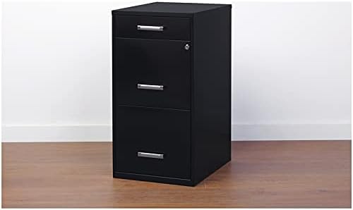 Hirsh Industries 18in. Deep 3 Metal Organizer Pencil Drawer SOHO Vertical File Cabinet, 18", Black