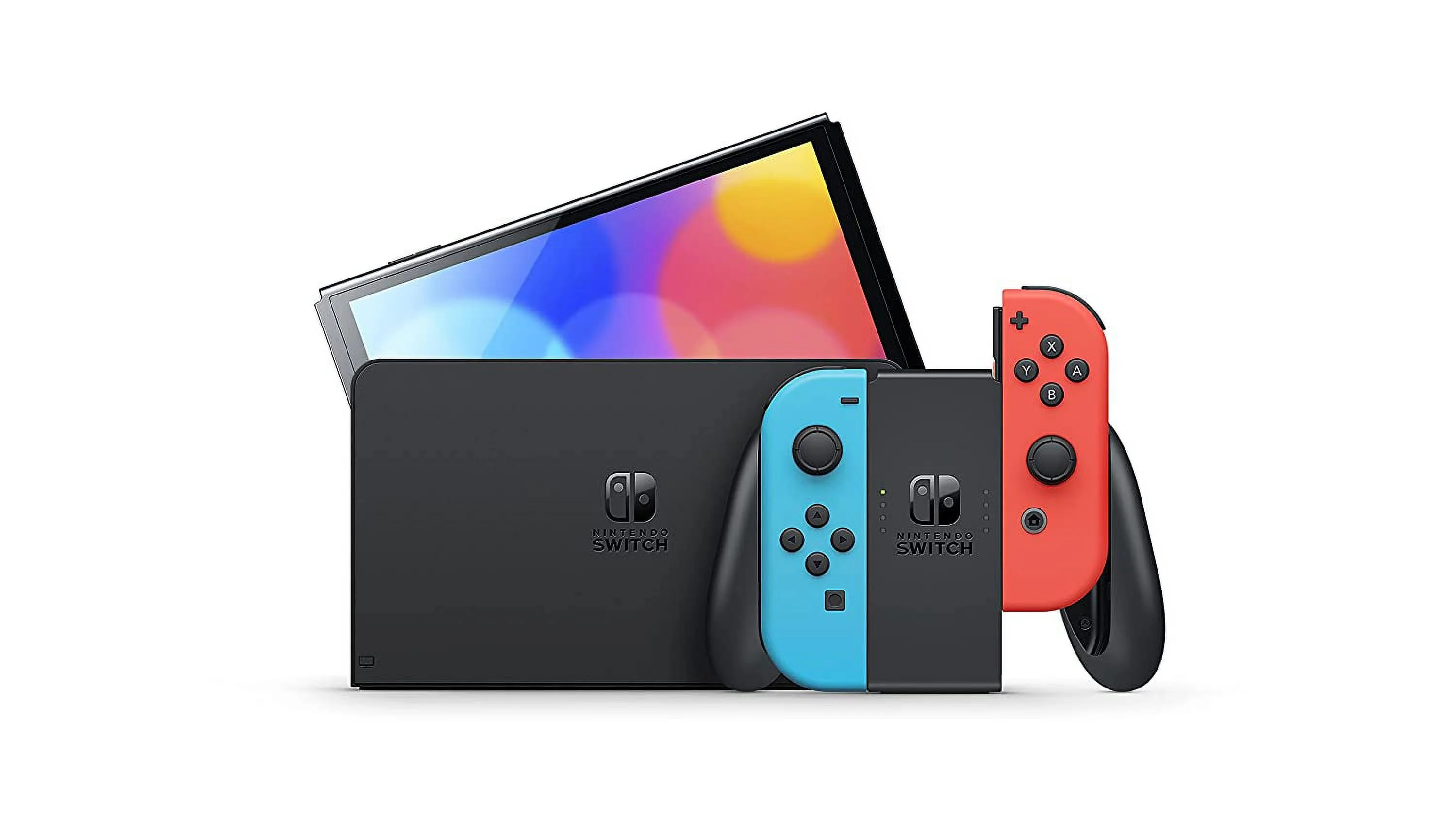 Nintendo Switch OLED Neon, Kirby's Return to DreamLand Game + White Case Bundle