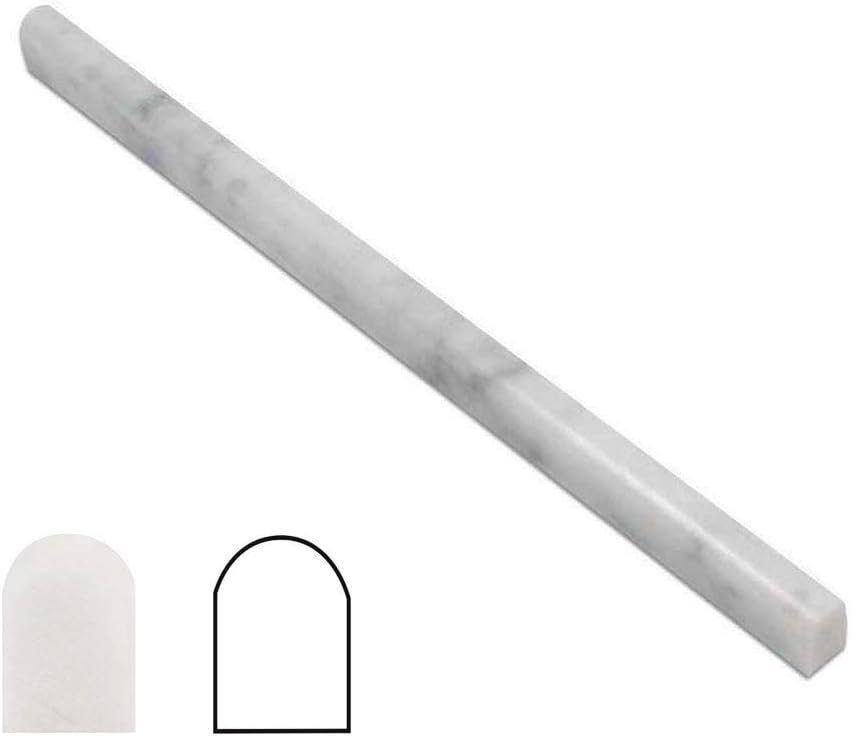 Diflart Carrara White 3/4 ��12 Marble Pencil Liner Bullnose Trim Polished 16 Pcs per Box