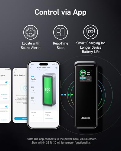 Anker Prime 27,650mAh Power Bank (250W) with 100W Charging Base, 3-Port Portable Charger, Smart App, Compatible with iPhone 15/15 Plus/15 Pro/15 Pro Max/14 Series, MacBook, Samsung, Dell, AirPods