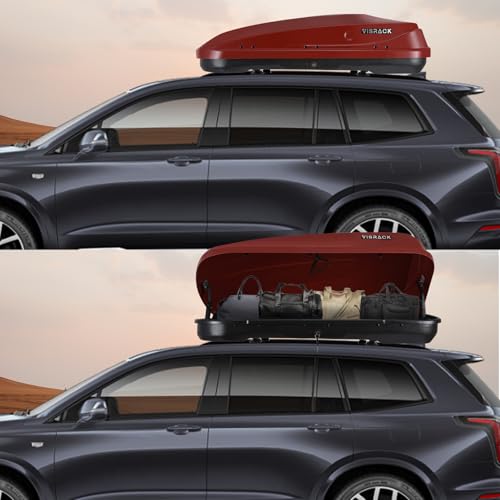 Hard Shell Roof Cargo Box, 13 Cu.Ft Gray Car Roof Top Cargo Carrier with Lock, Dual-Side Opening Luggage Storage Box, 56"x30"x13.7", Fits Most Crossbars, Tool-Free Install