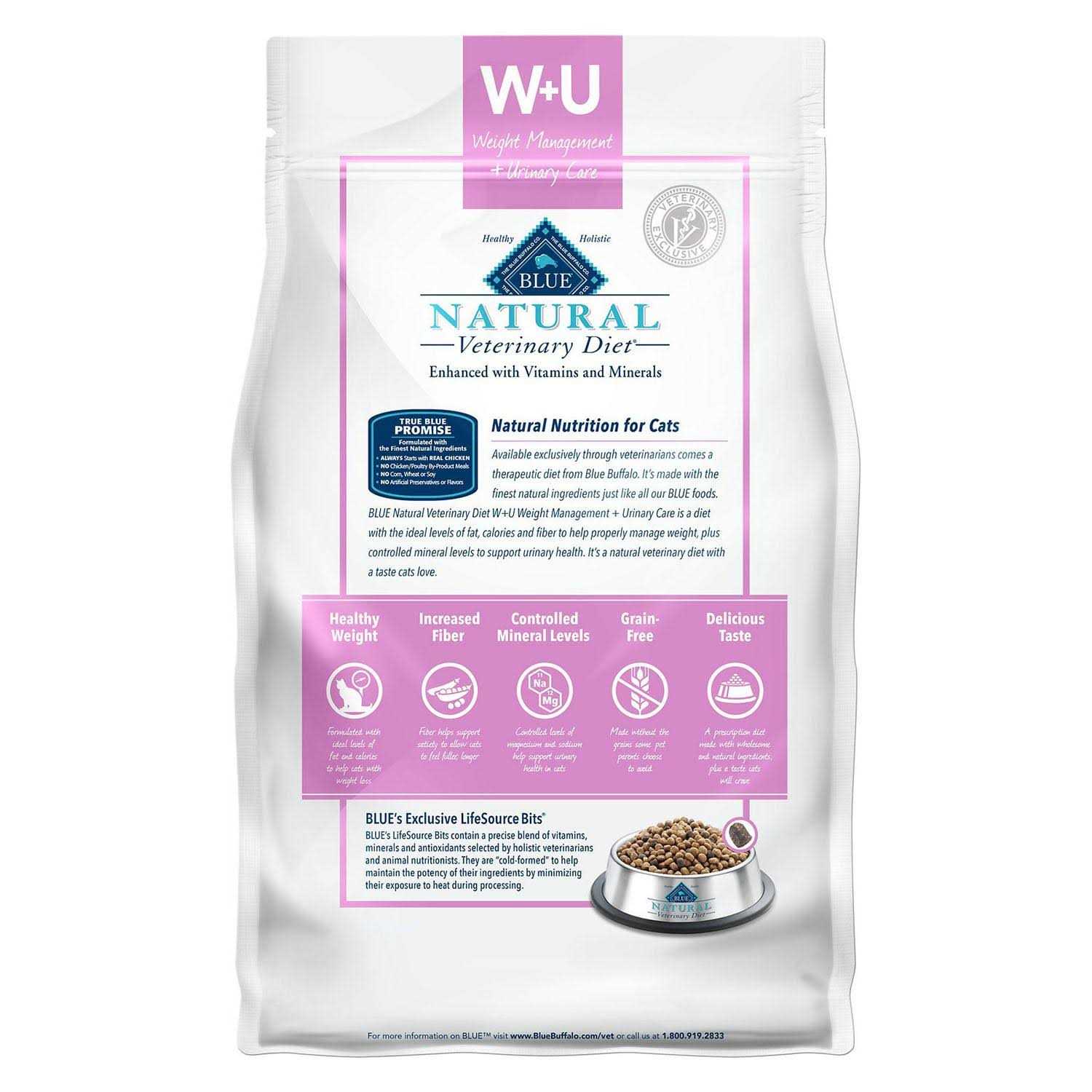 Blue Buffalo Natural Veterinary Diet W+U Weight Management + Urinary Care Dry Cat Food - Pet Supplies online store