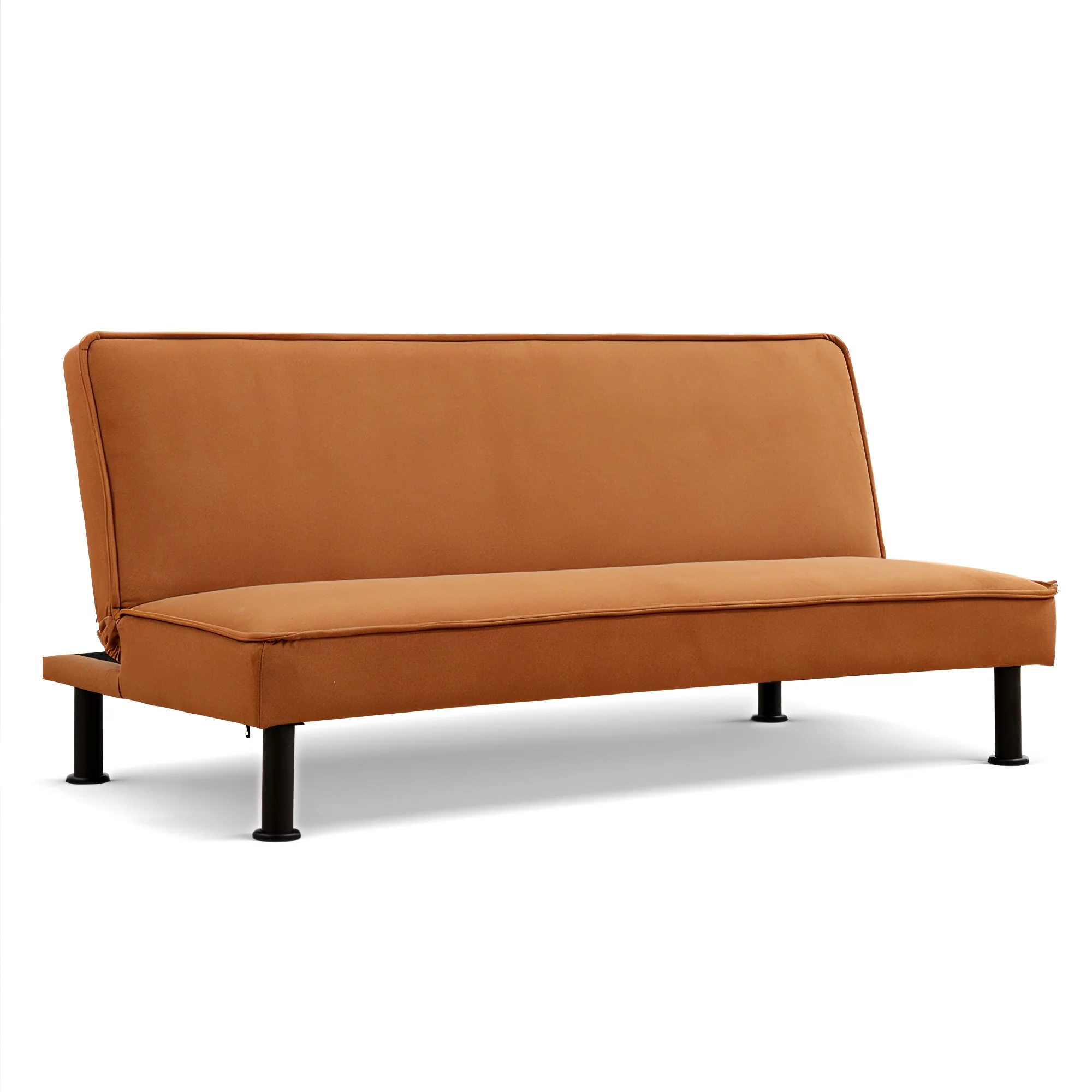 Convertible Sleeper Futon Sofa Bed Small Euro Lounger Daybed Couch for Living Room Bedroom Flannel Light Coffee