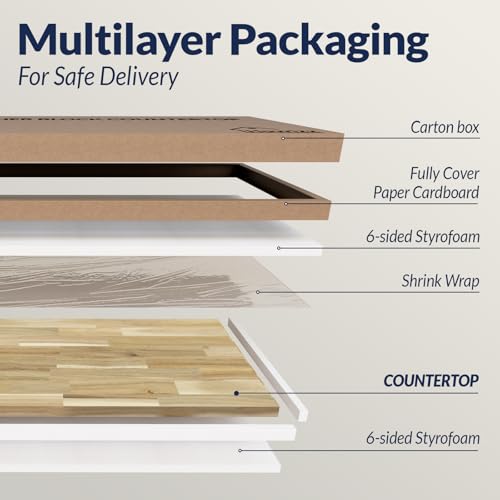 4ft L x 30in Acacia Butcher Block Table Top, Desktop, Unfinished Solid Wood Butcher Block Countertop for DIY Desktop/Coffee Table/Workbench, 1.5in Thick
