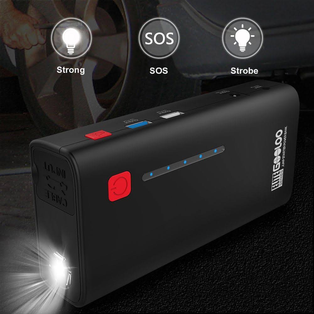 Gooloo 1200A Peak 18000mAh Supersafe Car Jump Starter with USB Quick Charge 3.0