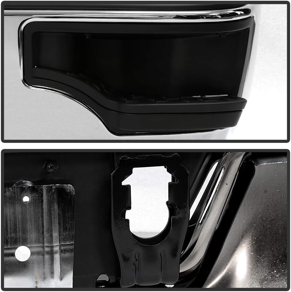 ACANII - For 2009-2018 Dodge Ram 1500 10-12 Ram 2500 3500 [Corner Step Style] Chrome Steel Complete Rear Bumper Assembly