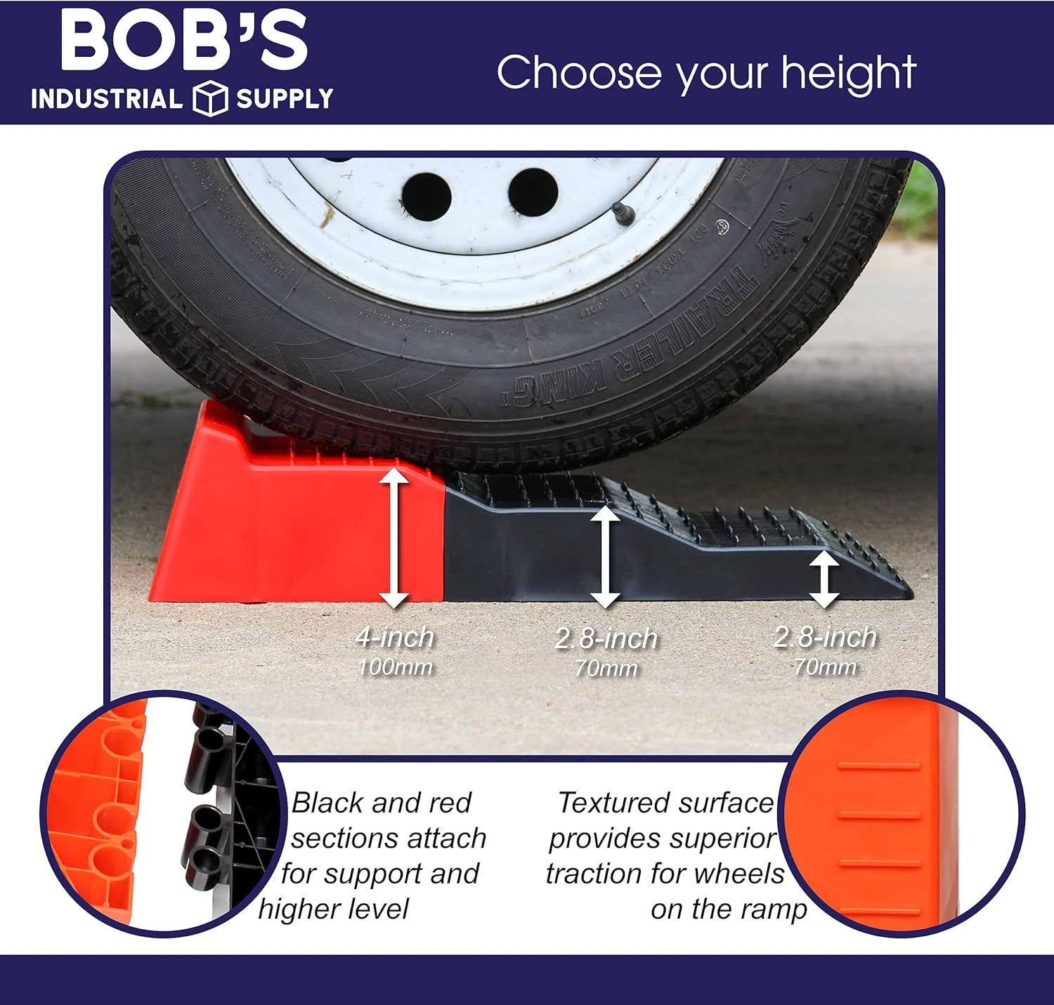 BISupply Tandem Axle Leveler Ramps – 3 Level RV Leveling Blocks Heavy Duty Separating Camper Leveling Ramps, 2 Pk Pack of 2