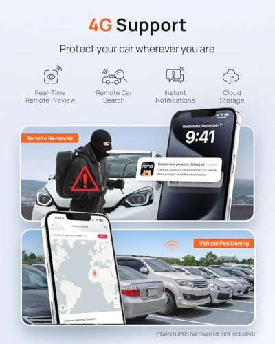 70mai A810 4K Dash Cam Front and Rear, Dual Dash Camera for Cars with Starvis 2 HDR Night Vision, 4G LTE Support, ADAS, Built in GPS & WiFi, 24/7 Parking Mode, AI Motion Detection, Time-Lapse