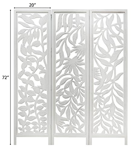 Room Divider Wood Screen - Ghanti Bells Antique Brown - 4 Panel Folding 72 x 80 - Assembled Hand Carved Decorative Functional Versatile Portable Partition Reversible Privacy Boho - COTTON CRAFT