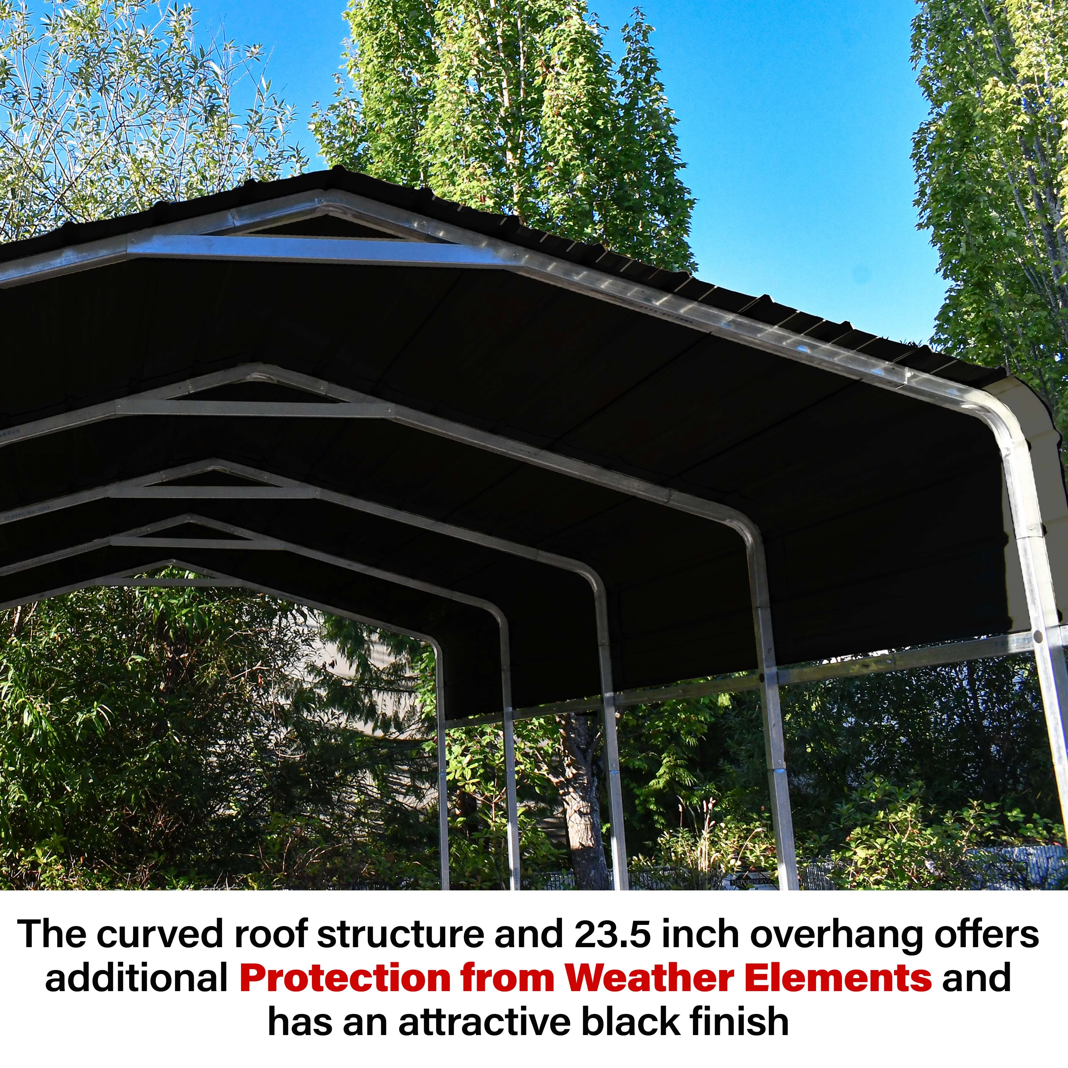 ALEKO CPM12X23BK Galvanized Steel Carport and Canopy Shelter - 12 x 23 Feet - Black
