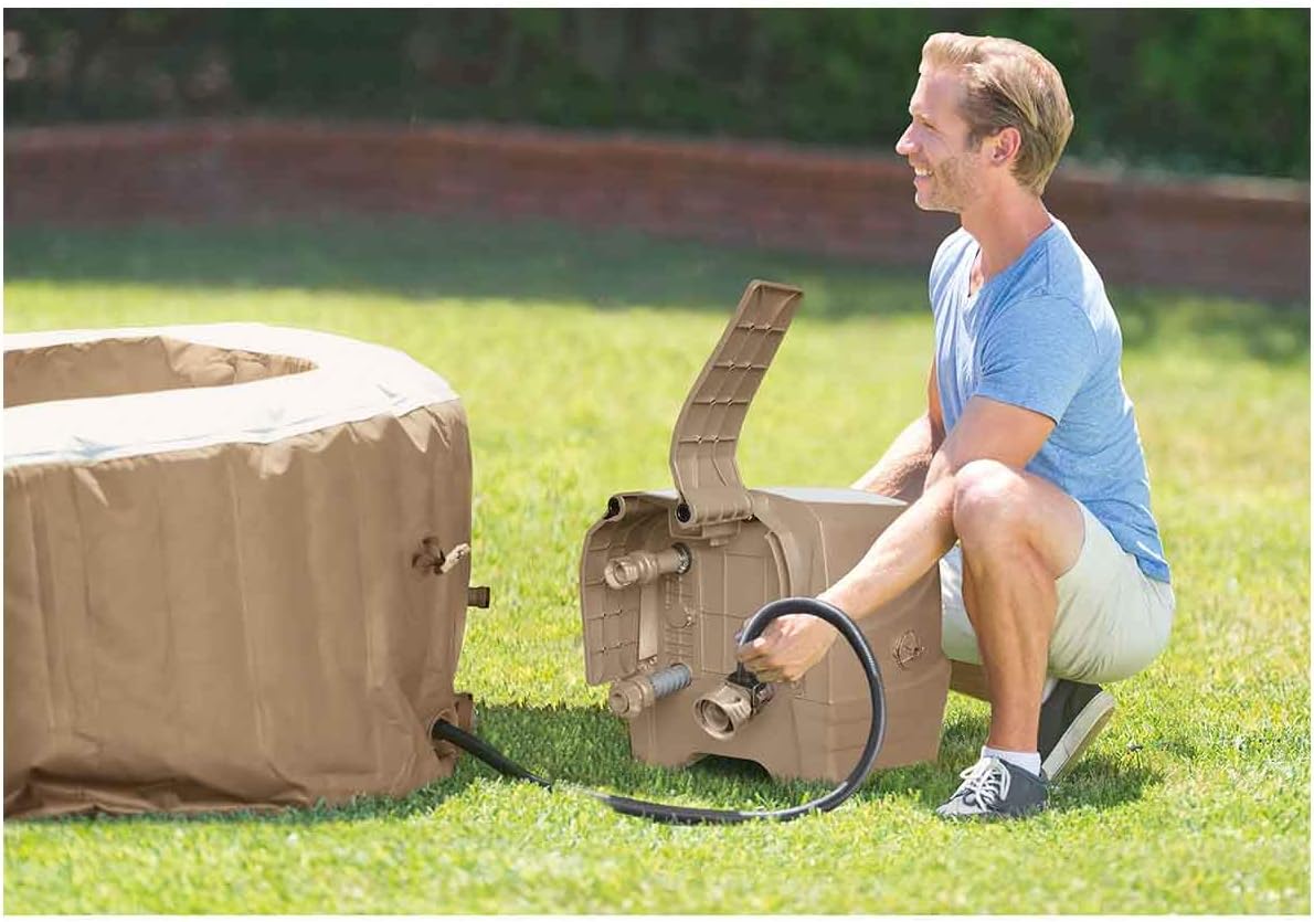 INTEX 28425E PureSpa Bubble Massage, Inflatable Spa Set, Tan, 4-Person