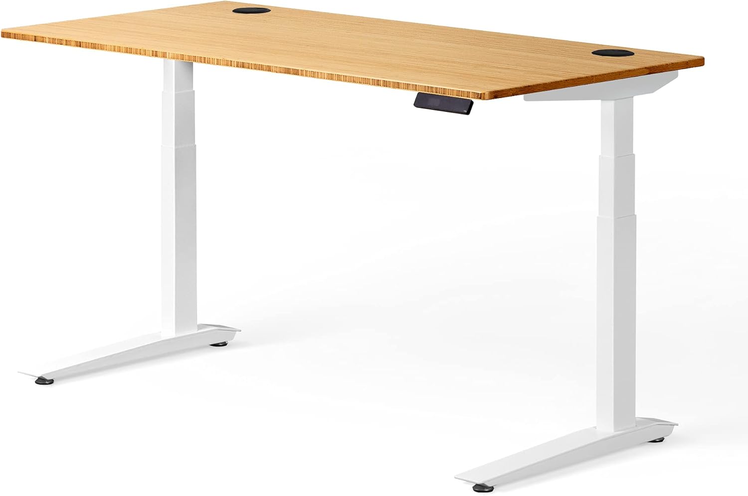Fully Jarvis Standing Desk 72" x 30" Natural Bamboo Top - Electric Adjustable Desk Height from 30" to 49.3" with Memory Preset Controller (Rectangle, Black Frame)