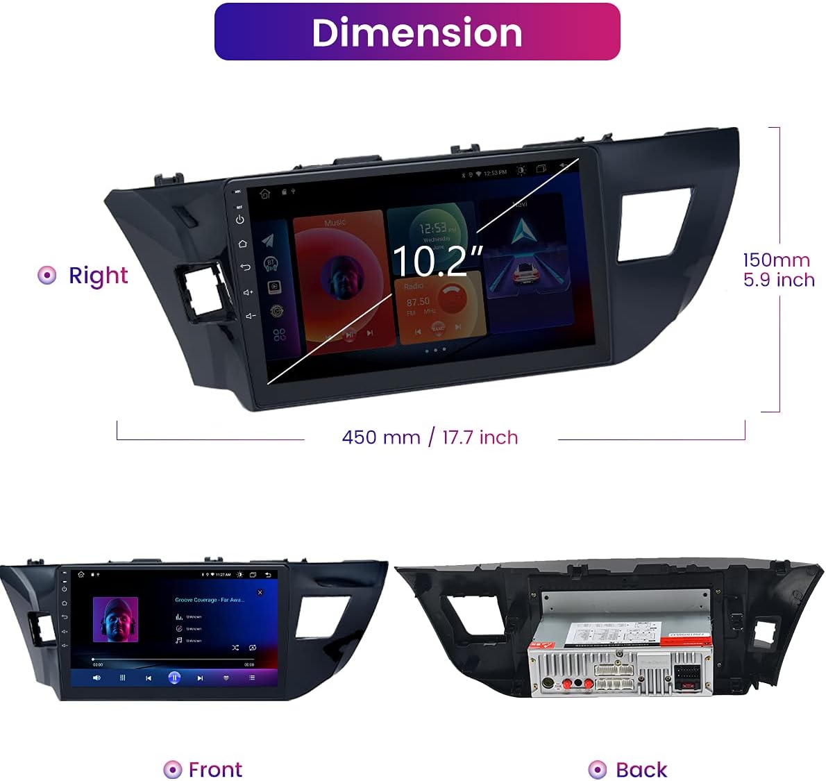 Roadanvi for Toyota Corolla 2019 2020 Car Stereo Radio for Car Navigation Carplay Android Auto Bluetooth 1280x720 IPS Touch Screen 4GB+64GB