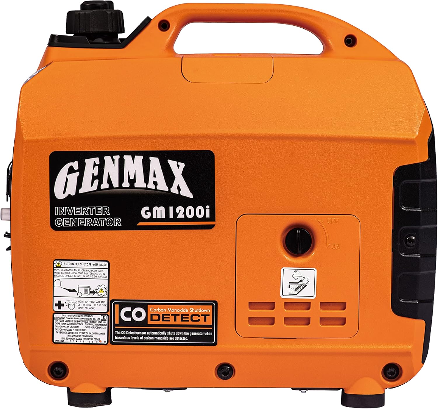 GENMAX Quiet Power Series Inverter Generator，Gas Powered, EPA Compliant, Eco-Mode Feature, Ultra Lightweight for Backup Home Use & Camping (GM5500i)