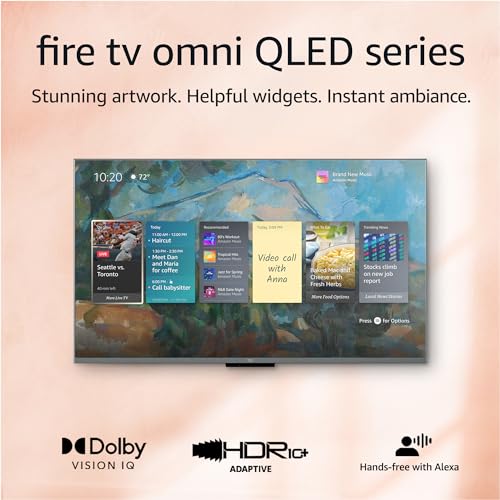 Amazon Fire TV 75" Omni QLED Series 4K UHD smart TV, Dolby Vision IQ, Fire TV Ambient Experience, local dimming, hands-free with Alexa
