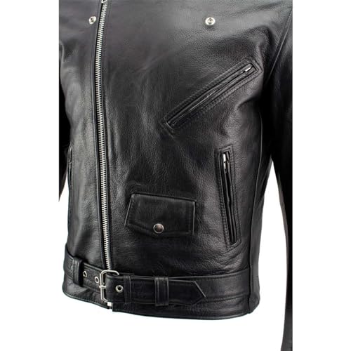 Xelement B7101 Men's 'Classic Armored' Black High-Grade Leather Motorcycle Biker Jacket with X-Armor Protection - Medium