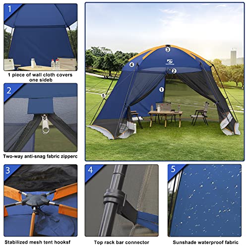 Screen House Mesh Mosquito Tent UPF 50+ Canopy Shelter Shade Easy Setup & Waterproof with Sidewall for Patios Outdoor Camping Activities(Khaki) (Khaki, 13.5x13 ft)
