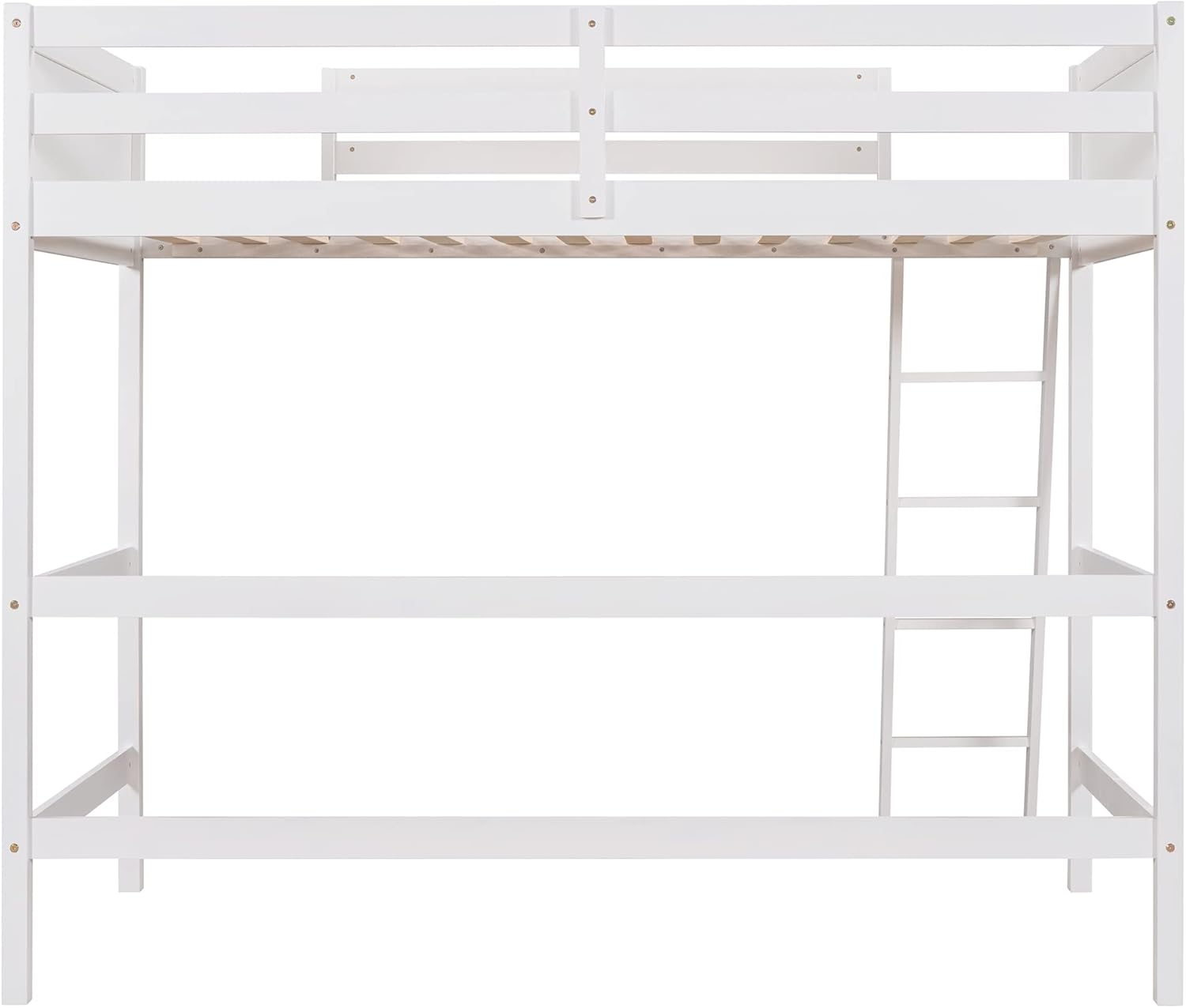Solid Wood Twin Size Loft Bed with Ladder(White)