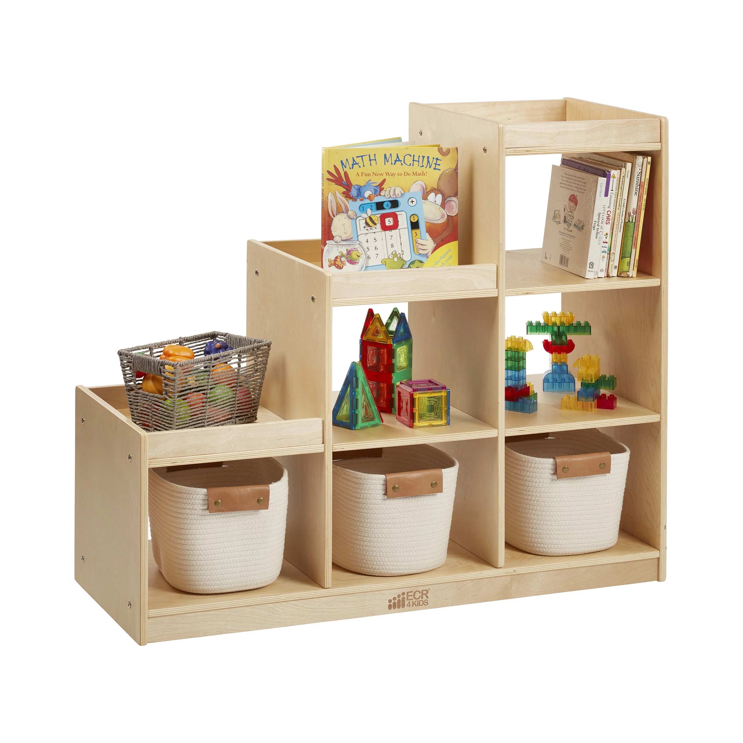 ECR4Kids 3-2-1 Cube Storage Cabinet, Kids Furniture, Natural