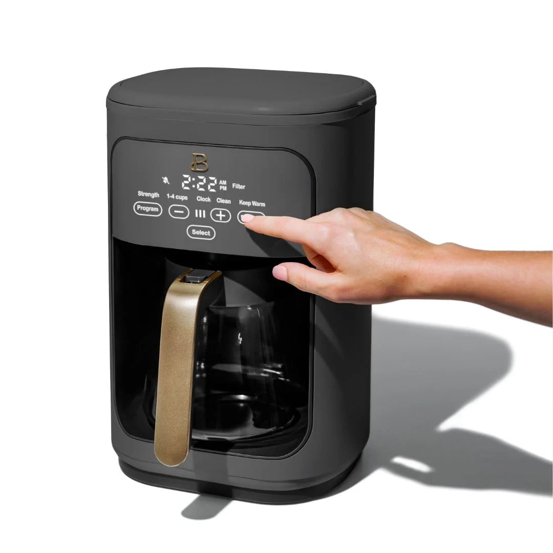 Beautiful 14-Cup Programmable Drip Coffee Maker with Touch-Activated Display, White Icing by Drew Barrymore