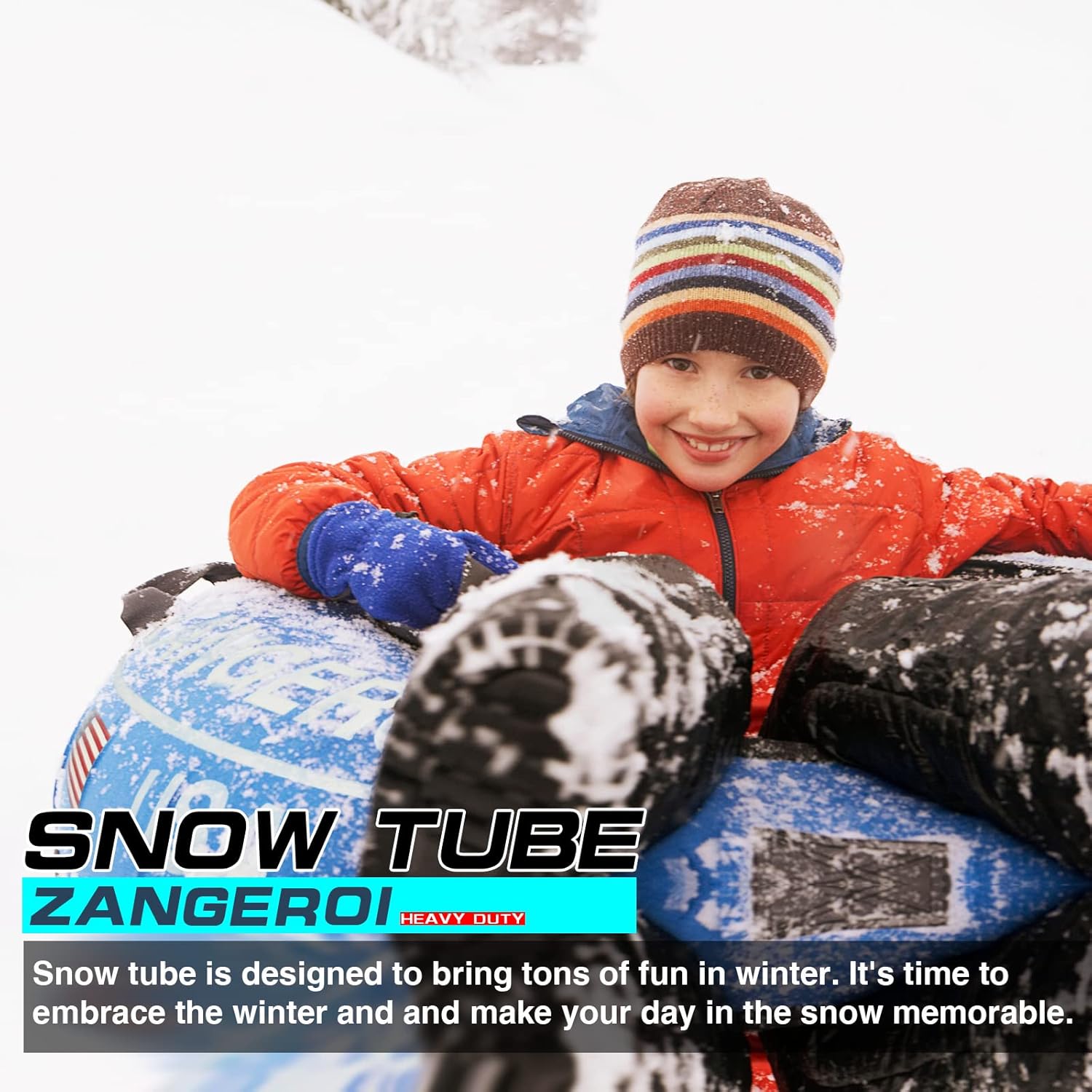Snow Tube Snow Tubes for Sledding Heavy Duty Kids Snow Sleds for Kids and Adult Heavy Duty Snow Tube Sleds for Adults Inflatable Snow Tube for Kids with Snow Tube Cover 47inch Adult Snow Tube(Blue)