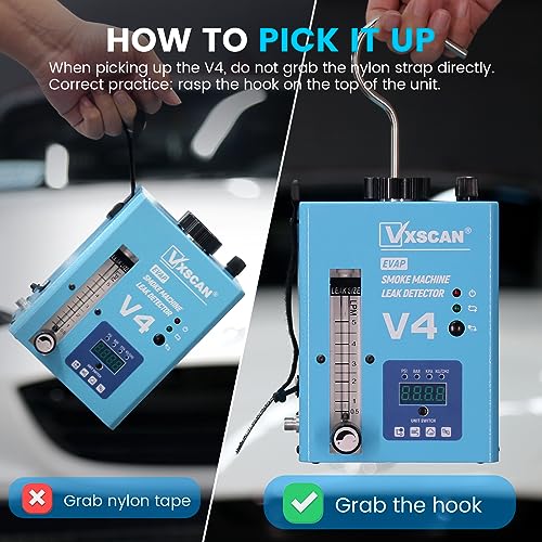 Automotive EVAP Smoke Machine Leak Detector V4, Vacuum Leakage Tester with Digital Pressure Gauge & Air Flowmeter, Fuel Pipe Diagnostic Tester for All 12V Cars, Motorcycles, Trucks, Boats, ATVs