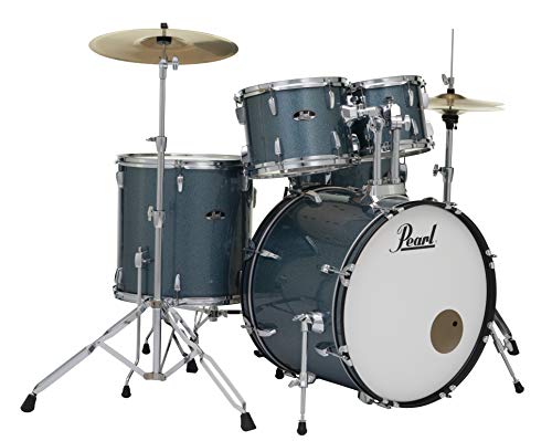Pearl Roadshow Drum Set 4-Piece Complete Kit with Cymbals and Stands, Charcoal Metallic (RS584C/C706)