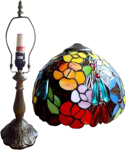 Tiffany Table Lamps for Living Room 12X12X19 INCH Tall Blue Dragonfly Stained Glass Table Lamps for Dining Room Bedroom Bedside Nightstand Retro Antique Style Home Office Desk Lamps