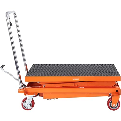 VEVOR Electric Lift Table, 330 lbs Capacity Single Scissor Lift Table, 8-28 in Height Adjustable Lifting Platform, Coffee Table Lift with 4 Wheels, for Material Handling and Transportation, Black