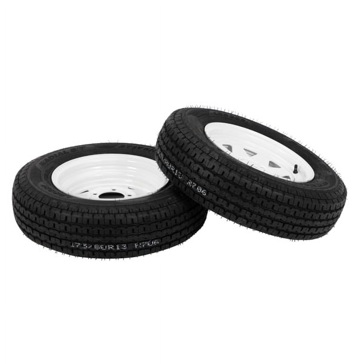 2-Pk Trailer Tire & Rim ST175/80R13 13" Load C 5 Lug White Spoke