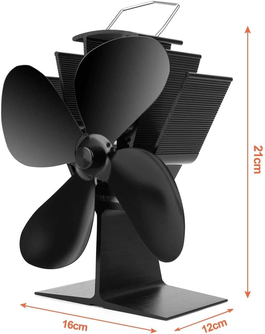 CXhome 104°F/40°C Fast Start Heat Powered Stove Fan for Wood, 4-Blade Fireplace Fans, Ultra Quiet Circulating Warm Air Saving Fuel Efficiently Pack of 2