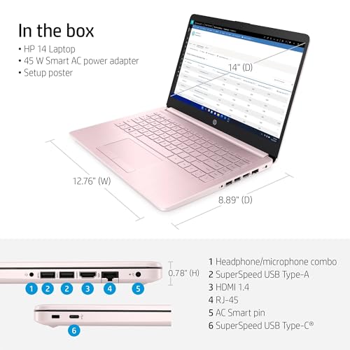 HP 14" HD Laptop | Back to School Limited Edition with 1 Year Microsoft 365 | Intel Quad-Core Processor | 16GB RAM | 576GB Storage | Long Battery Life | Black | w/WOWPC Bundle | Windows 11