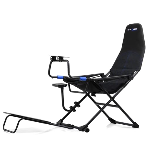 GTPLAYER Sim Racing Cockpit Foldable & Adjustable for High Performance Sim Racing Compact & Flexible Supports All Steering Wheels & Pedals for PC Wheel and Pedals Not Included(Black)