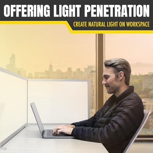 Polycarbonate Office Desk Mounted Privacy Screen Adjustable Table Top Panel Divider, Universal Aluminum Bracket-USA Made, 24" X 24", White