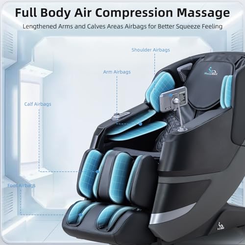 MassaMAX 2024 4D Massage Chair, Full Body Shiatsu Recliner with Electric Extendable Footrest, Zero Gravity, SL Track, Deep Yoga Stretch, Foot Rollers, and Heating (Magic Black)