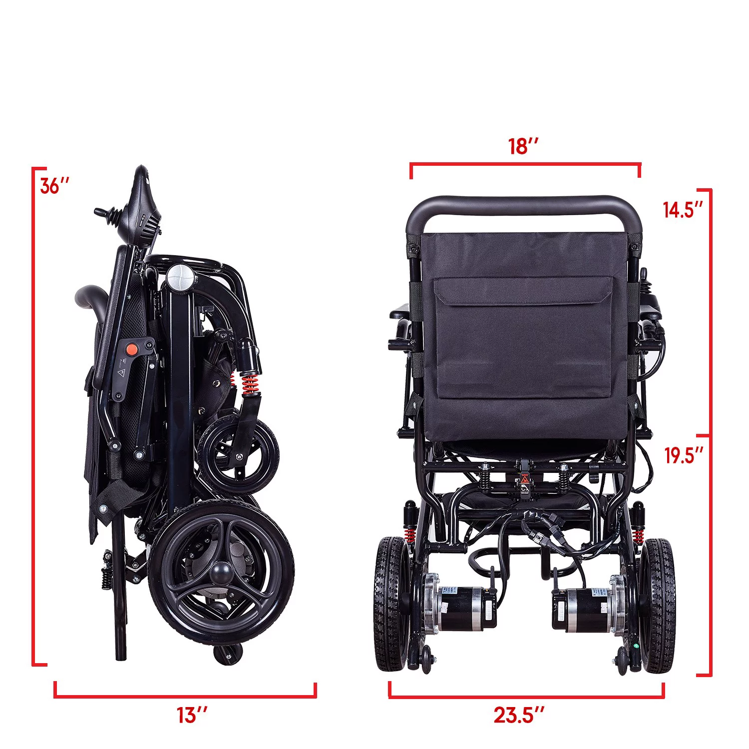 Lightweight (Net Weight 40lbs) Foldable Electric Wheelchair - Black