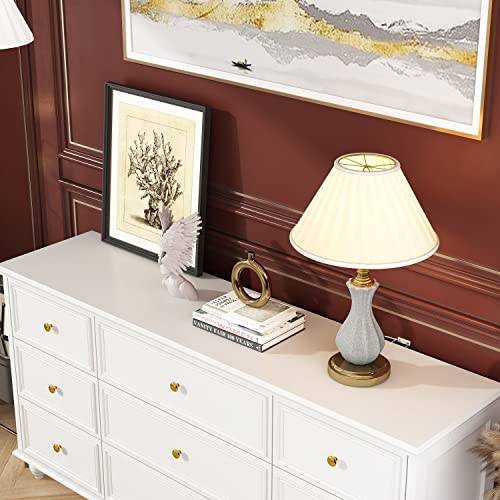 FAMAPY Chest of Drawers White Dresser 9 Drawer Dresser Modern Chest Dresser with Gold Metal Handles & Wooden Legs, Large Contemporary Dresser for Bedroom (63”W x 15.7”D x 31.5”H)