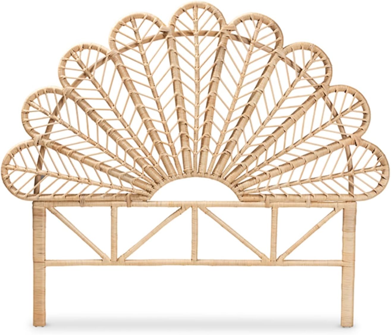 Baxton Studio Variel Modern Bohemian Rattan Queen Size Standalone Headboard