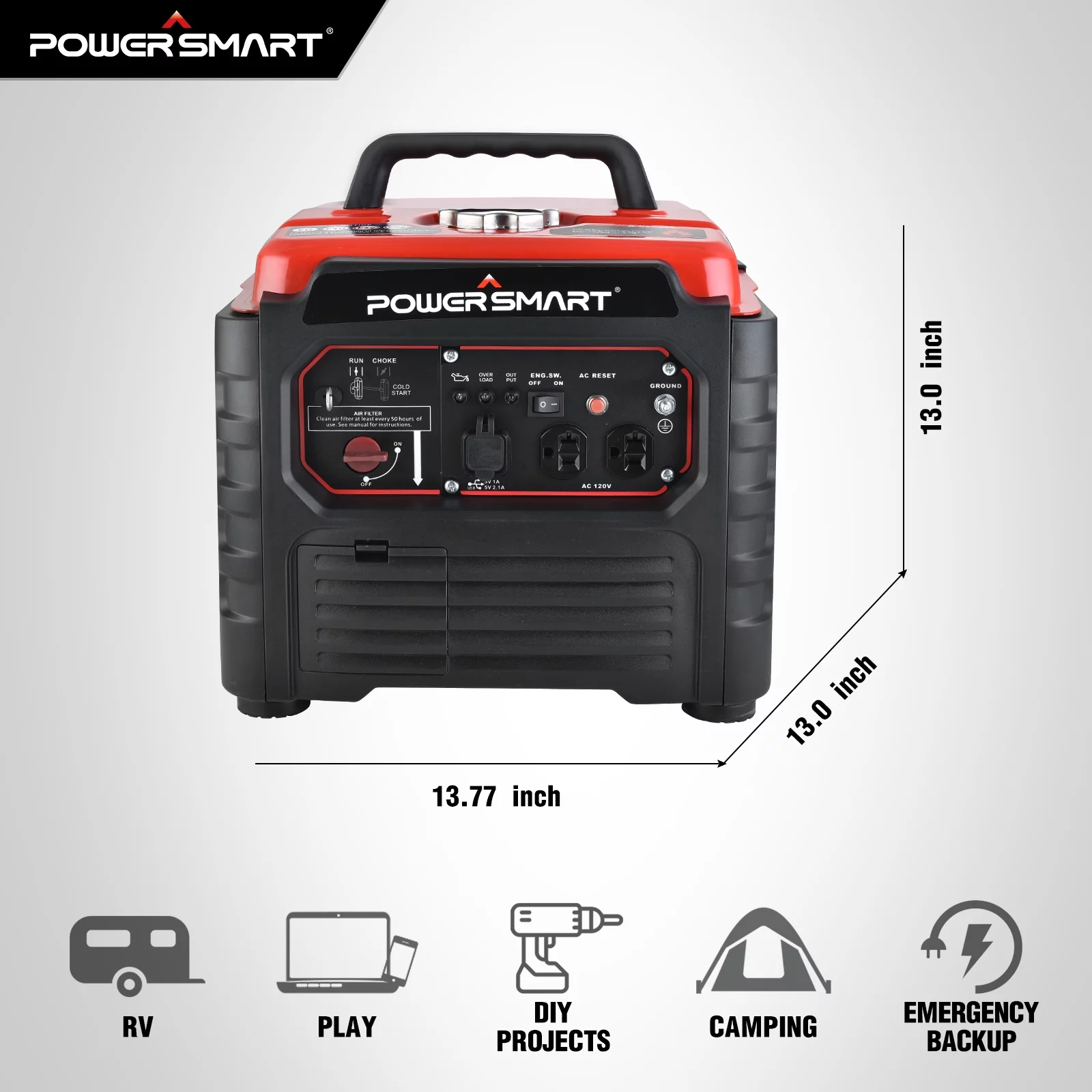 PowerSmart 1500 Watt Portable Gas Power Inverter Generator for Outdoor Camping/Home Use,Low Noise