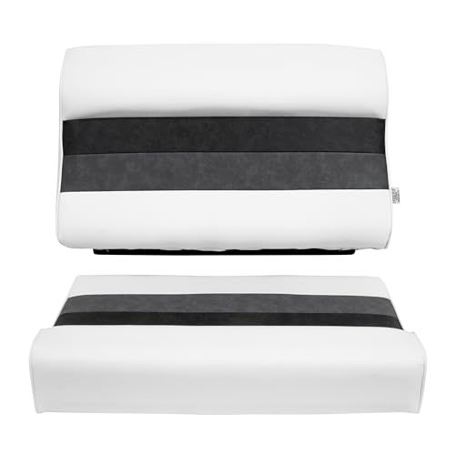 Wise 8WD95-1011 Deluxe Series 28" Pontoon Bench Seat Cushion Set (Base #8WD95-1B-221 Required to Complete), Grey/Navy/Blue