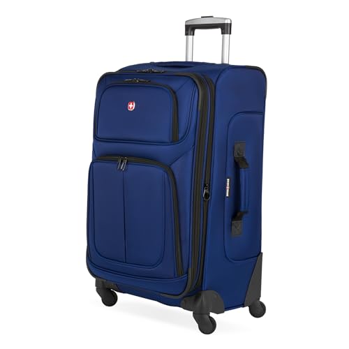 SwissGear Sion Softside Expandable Luggage, Black, Checked-Large 29-Inch