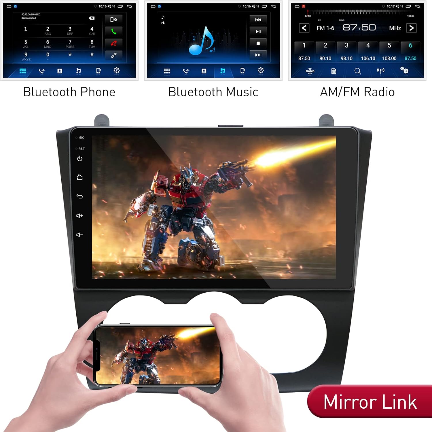 Car Radio in Dash Navigation for Nissan Altima Manual A/C 2008-2012, Android 10.0 Stereo Build in Carplay/Android Auto/DSP Support Bluetooth/FM/AM/RDS with AHD Rear View Camera