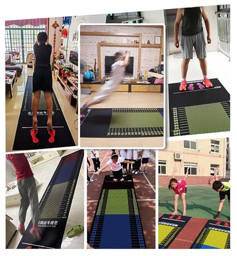 Standing Long Jump Test Mat,Non-Slip Practice Measuring Pad,PVC Long Jump Mat for Home Gym Flooring,Indoor Outdoor Flooring Jump Roping Training Mat for Kids/Adult,Set of 2