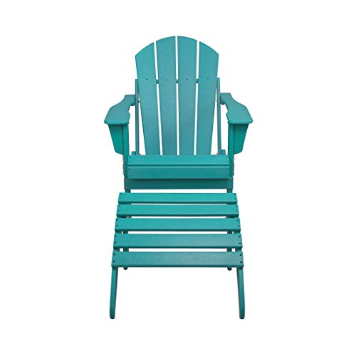 WO Home Furniture Adirondack Chair Outdoor Ottoman Set of 2 PCS Classic Patio Furniture (Teak)