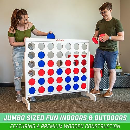 GoSports 4 Foot Width Giant Portable 4 in a Row Game - Huge Size with Carry Case and Rules