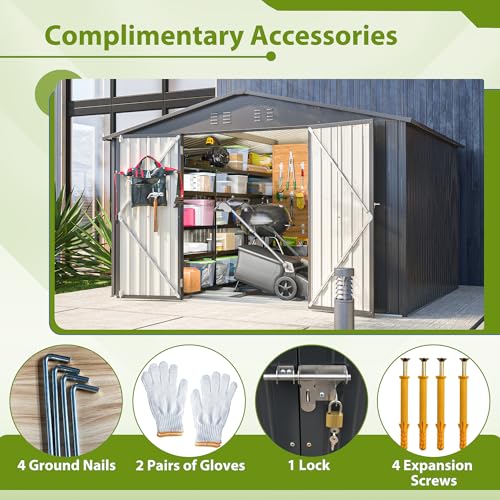 6x4 Ft Outdoor Storage Shed, Heavy-Duty All-Weather Tool Shed with Lockable Doors, Durable Resin Construction for, Patio & Backyard Organization Black