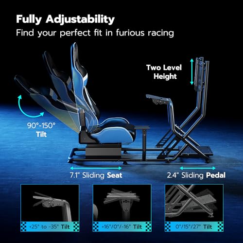 ARES WING Racing Simulator Cockpit with Monitor Mount and Seat, Formula and GT Sim Racing Cockpit Compatible with Fanatec, Thrustmaster, Logitech, Moza Racing Games on PS5, PS4, Xbox and PC