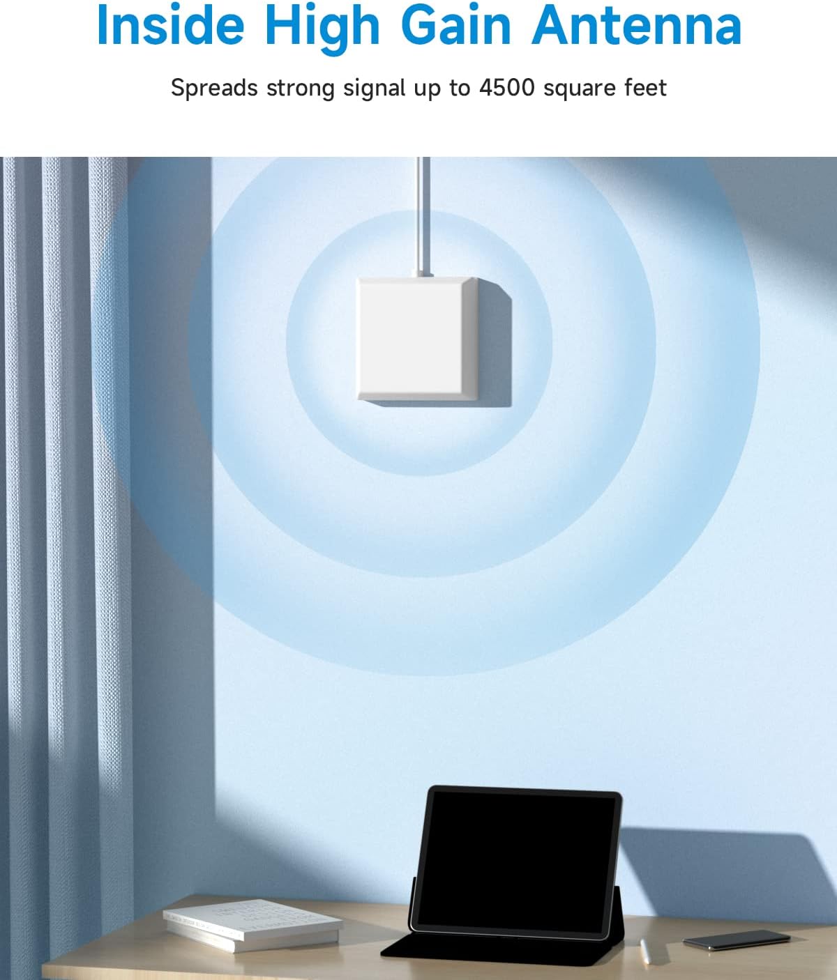 Cell Phone Signal Booster for Verizon and AT&T | Up to 4,500 Sq Ft | Boost 4G LTE 5G Signal on Band 12/13/17 | 65dB Dual Band Cellular Repeater with High Gain Antennas | FCC Approved