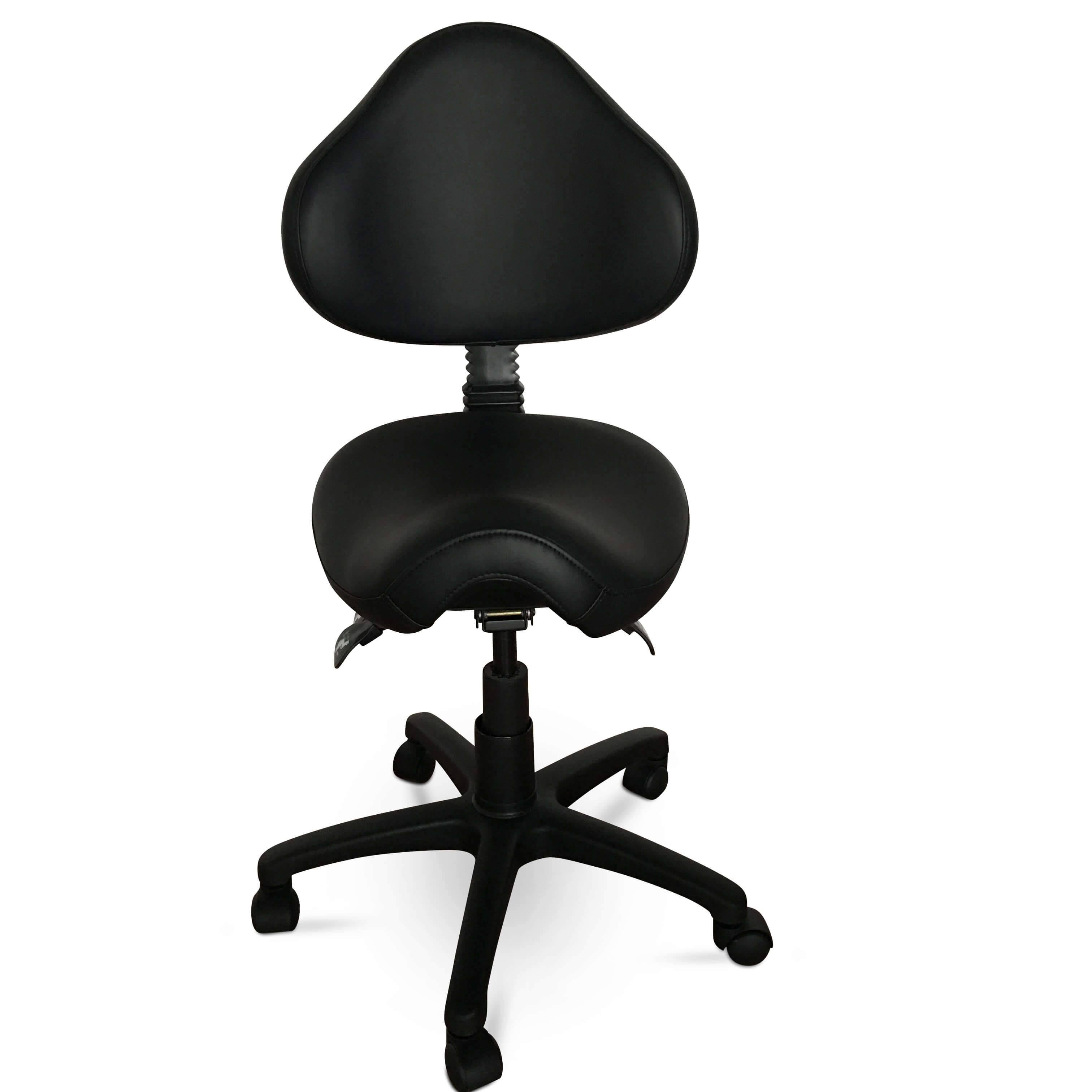 ES Ergonomic Rolling Saddle Stool with Adjustable Height and Backrest