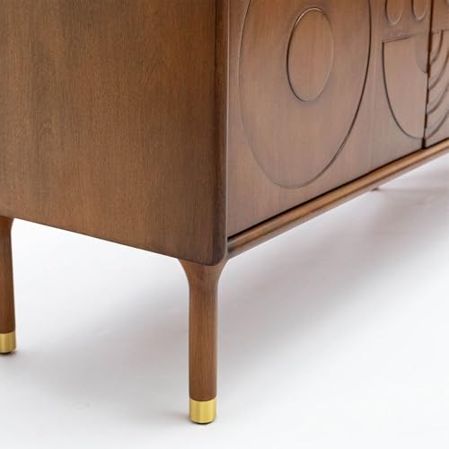 POVISON Mid-Century Modern TV Stand, Walnut Modern TV Stand with Storage for Living Room, Entertainment Center, Wood TV Media Console, Fully-Assembled(Walnut, 70.87")